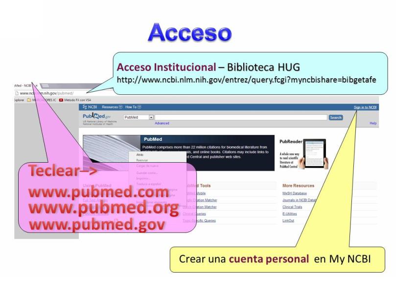 Formas de acceso a PubMed